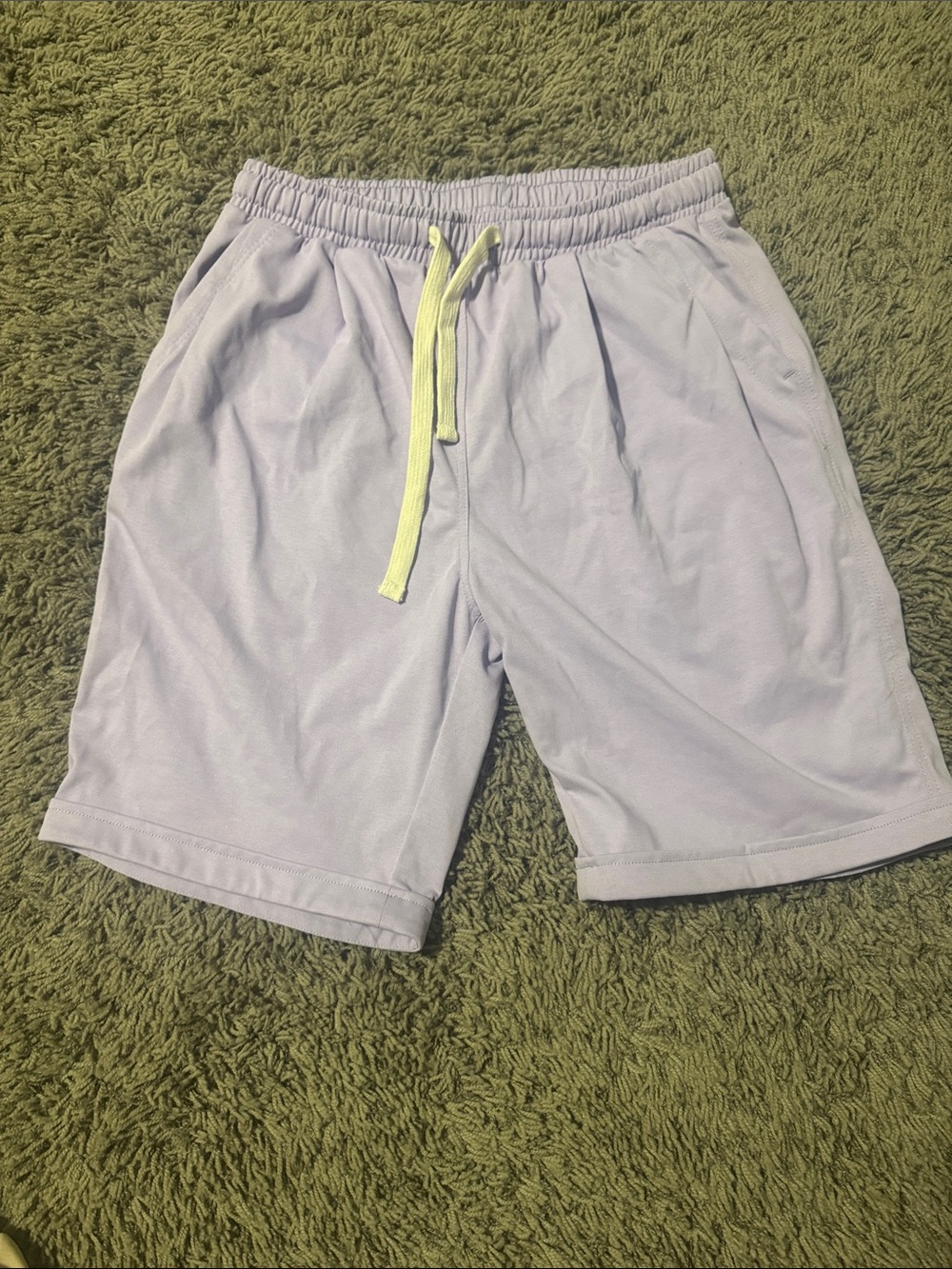 Amazon Women’s Lavender Shorts with Pale Yellow Drawstring